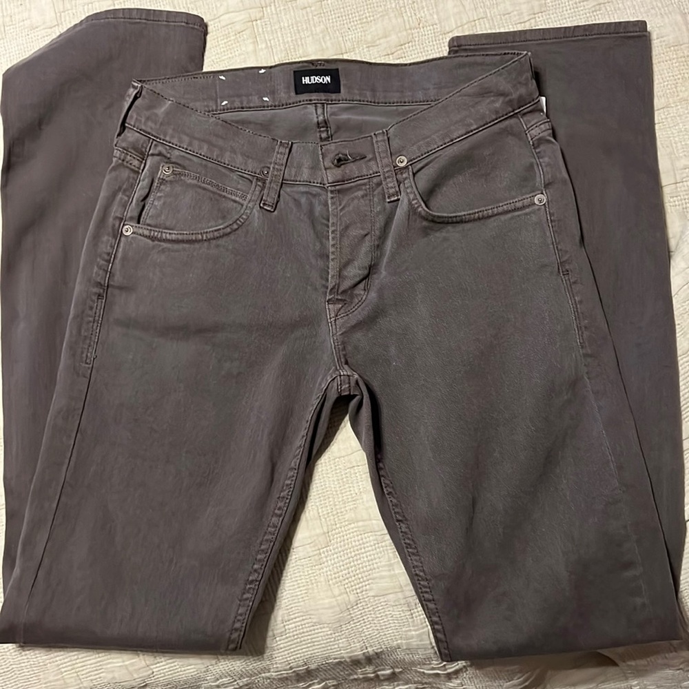 Hudson Byron straight Leg mid rise button up jeans size 29in hunter green color